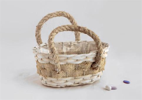 CESTO OVALE + JUTA - MANICO CORDA