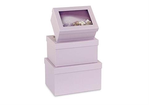 SET 1/3 SCATOLE LILLA con FIORI interni