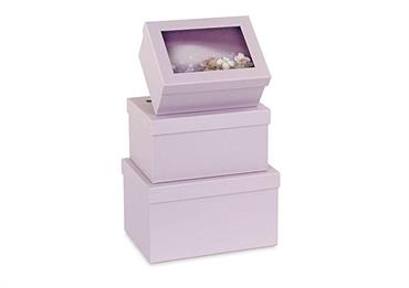 SET 1/3 SCATOLE LILLA con FIORI interni