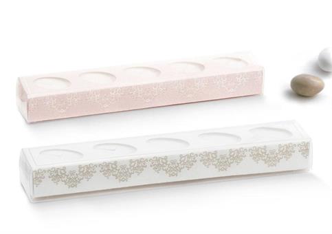 SCAT. 5 CONFETTI mm.195x35x25 CHANTILLY Bianco/Rosa CONF.10 pz.