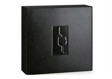 CASSETTA PELLE NERO 4 bt. + GRAFICA a RILIEVO cm.34x38x9,5
