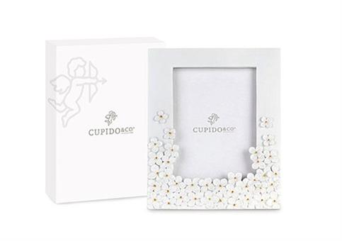 PORTAFOTO Bianco con FIORI + SCATOLA