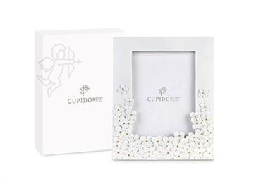 PORTAFOTO Bianco con FIORI + SCATOLA