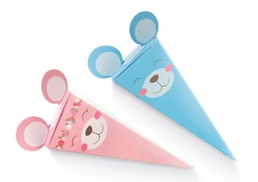 CONO ORSETTO mm.125 ROSA/AZZURRO CONF.10PZ.