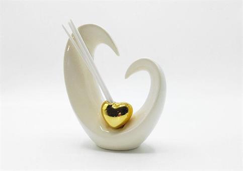 PROFUMATORE CUORE PORCELLANA con SCATOLA