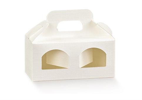 PORTA-VASETTI 2 FINESTRE cm.11x5x5 SETA Bianco