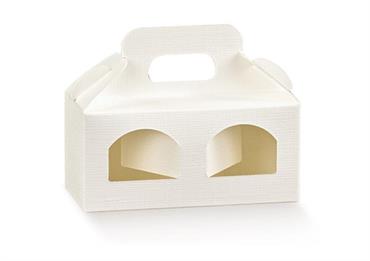 PORTA-VASETTI 2 FINESTRE cm.11x5x5 SETA Bianco