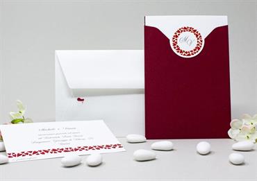 PARTECIPAZIONE CUORI BORDEAUX con STAMPA PERSONALIZZATA