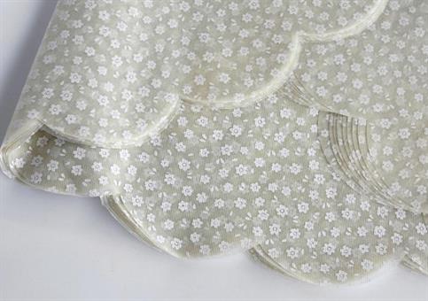 TNT SMERLATO con FIORI Diam.cm.97 PANNA