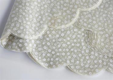 TNT SMERLATO con FIORI Diam.cm.97 PANNA