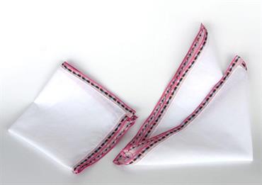 MUSSOLA Bianca BORDO ROSA cm.30x30