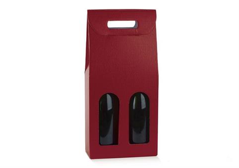 VALIG. c/FIN. 2 bt. FIBRA BORDEAUX cm.18x9x40