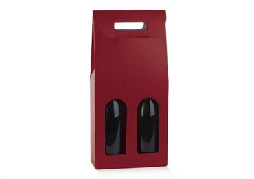 VALIG. c/FIN. 2 bt. FIBRA BORDEAUX cm.18x9x40