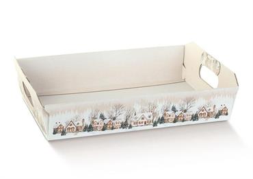 CESTO incollato cm.40x30x12 CHRISTMAS VILLAGE