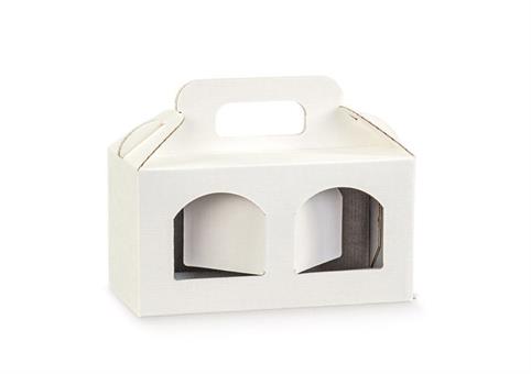PORTA-VASETTI 2 FINESTRE cm.17x8x9 SETA Bianco