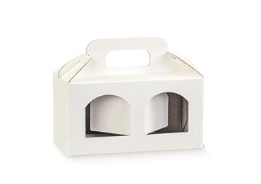 PORTA-VASETTI 2 FINESTRE cm.17x8x9 SETA Bianco