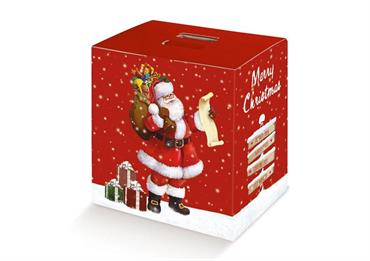 CUBOTTO PAN+BOTT. ARRIVA BABBO NATALE cm.33x25x35
