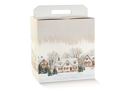PORTA-PANETT. + BOTT. cm.43x24x34,5 CHRISTMAS VILLAGE