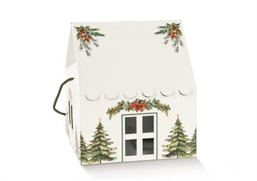 CASETTA + CORD. cm.24,5x24,5x15 PINI VERDI BIANCO