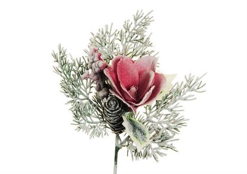 PICK MAGNOLIA e AGRIFOGLIO Innevato cm.32