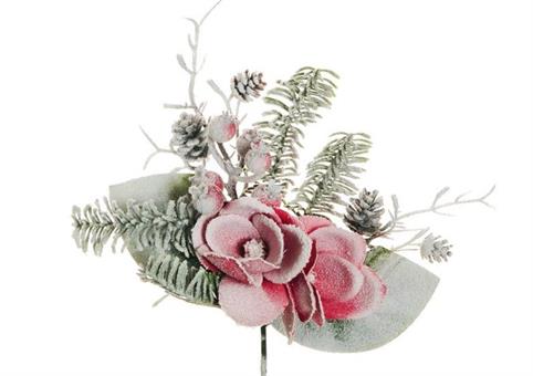PICK MAGNOLIA PIGNE e BACCHE Innevato cm.38
