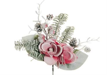 PICK MAGNOLIA PIGNE e BACCHE Innevato cm.38