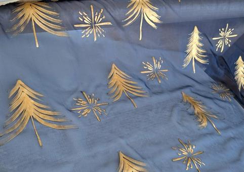 ORGANZA BLU con ALBERI e STELLE