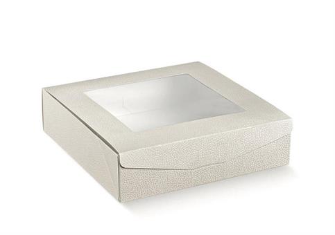 SCAT. PRATICA + FINESTRA cm.26x26x7 PELLE Bianco