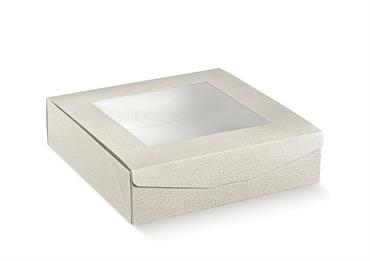 SCAT. PRATICA + FINESTRA cm.26x26x7 PELLE Bianco