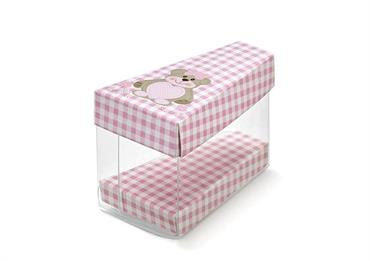 FETTA TORTA trasp.+ORSETTO - Cm.8x4,5x5 CONF.10PZ.